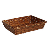 Corbeille bambou rectangulaire marron 36 x 26 x 7 cm, paquet de 10