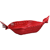 Corbeille gondole en bambou rouge 49 x 23 x 10 cm, paquet de 10