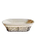 Corbeille métal ovale marron avec tissu beige 25 x 11 x 8 cm 