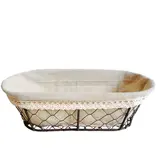 Corbeille métal ovale marron avec tissu beige 30 x 14 x 9 cm 