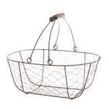 Panier métal ovale marron avec 1 anse 30 x 21 x 12 cm