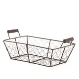 Corbeille métal rectangulaire marron avec 2 anses 25 x 16,5 x 8 cm