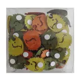 Sticker hérisson en bois ø 4 cm jaune / orange / vert - Paquet de 72