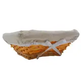 Corbeille osier carrée avec tissu beige 22 x 22 x 9 cm - Panier osier carré avec tissu beige