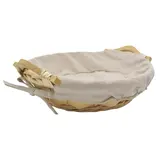 Corbeille osier ronde avec tissu beige ø 30 x 9 cm - Panier osier rond avec tissu beige