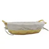 Corbeille osier ovale avec tissu beige et poignées bois 27 x 29 x 10 cm - Panier osier ovale avec tissu et poignées