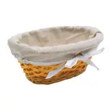 Corbeille osier ovale avec tissu beige 22,5 x 14 x 9 cm - Panier osier ovale avec tissu