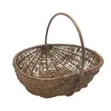Panier en osier naturel avec anse 38 x 28 x 13 cm - Panier à récolte ovale - Panier osier à anse