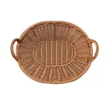 Corbeille ovale tressé avec anses marron 44 x 35 x 12 cm plastique