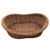 Corbeille ovale manne tressée marron 30 x 20 x 10,5 cm plastique