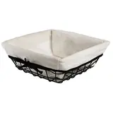 Corbeille métal carrée noire avec tissu blanc 22 x 22 x 9 cm