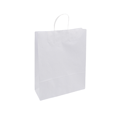 Sac kraft blanc à poignées torsadées 32+12x41cm 100g/m² (x200)