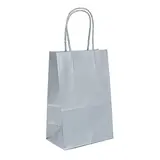 Sacs kraft Argent poignées torsadées - 14 + 8,5 x H 21,5 cm