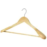 Cintre bois naturel épaules larges avec barre 45 cm - Cintre chemise - Cintre costume
