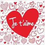 Etiquette Saint Valentin Je t'aime 35 x 35 mm - Sticker Saint Valentin - Rouleau de 500