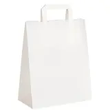 Sac kraft blanc poignées plates – 32 x 16 x 39 cm – Paquet de 50