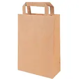 Sac kraft brun poignées plates 32 x 16 x 44 cm - Sac papier kraft - Paquet de 50