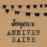 Étiquettes cadeaux adhésives Joyeux anniversaire Kraft brun 35 x 35 mm - Boîte de 500 