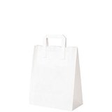 Sac kraft blanc poignées plates – 22 x 12 x 28 cm – Paquet de 50