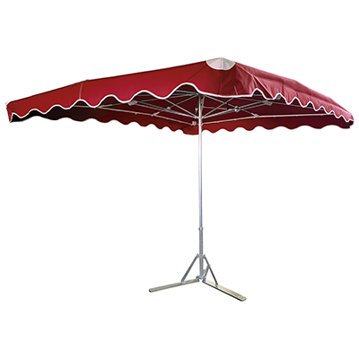 Parasol professionnel de marché télescopique - Parasol forain - Rouge bordeaux - 400 x 300 cm - armature alu, toile + housse