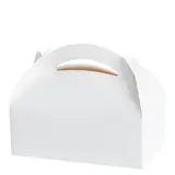 Boîte pâtissière carton avec poignée 18 x 10 x 7 cm - Caissette pâtissière à poignée - Blanc - Lot de 50