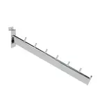 Bras incliné pour fond rainuré avec 7 crochets L 36 cm métal chromé tube ovale 30 x 15 mm