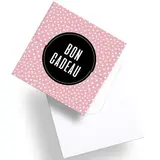 Bon cadeau à remplir Pois rose 12 x 12 cm avec enveloppes - Carte cadeau - Paquet de 12