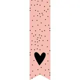 Etiquette fête des mères ferme-sac 35 x H 135 mm rose coeur noir - Sticker Fête des mères - Rouleau de 200