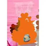 Façade carton poule orange pour sachet chocolat Pâques 11,7 x 16 cm - Emballage Pâques - Paquet de 50