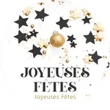 Étiquettes adhésives JOYEUSES FÊTES Blanc / Noir / Or ø 35 mm - Paquet de 500