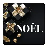 Étiquette cadeau adhésive NOËL Noir / Or 35 x 35 mm - Boîte de 500