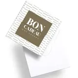 Bon cadeau brun / blanc 12 x 12 cm avec enveloppe