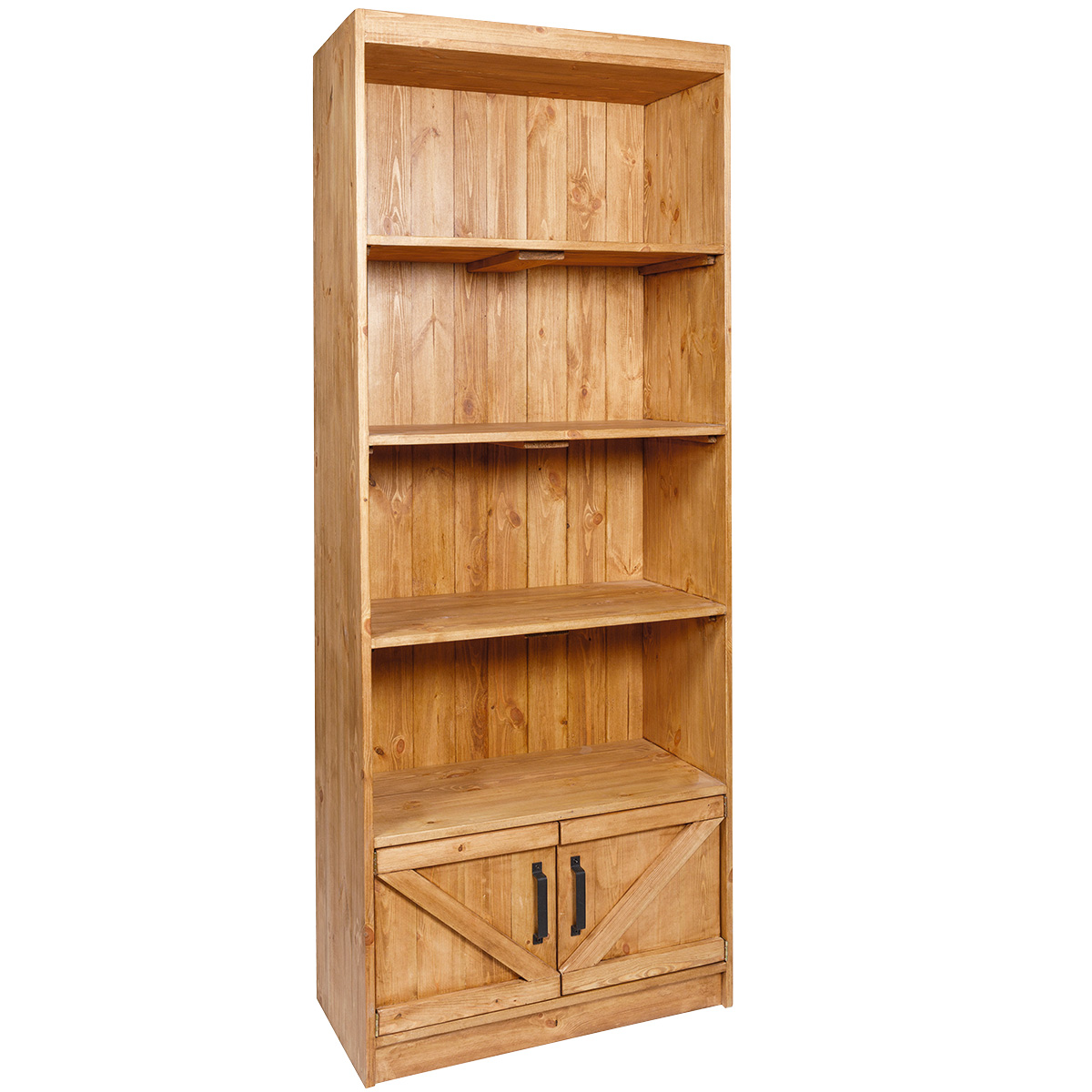 Buffet haut avec caisson et 4 étagères bois massif 79 x 39 x 200 cm brun - Mobilier retail