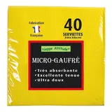 Serviette ouate micro-gaufrée 2 plis 38 x 38 cm - Serviette jetable - Serviette de table papier - Jaune - Paquet de 40