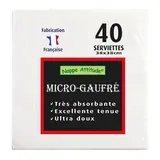 Serviette ouate micro-gaufrée 2 plis 38 x 38 cm - Serviette jetable - Serviette de table papier - Blanc - Paquet de 40