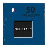 Serviette cocktail ouate micro-gaufrée 2 plis 20 x 20 cm - Mini serviette - Bleu marine - Paquet de 50