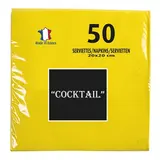 Serviette cocktail ouate micro-gaufrée 2 plis 20 x 20 cm - Mini serviette - Jaune - Paquet de 50