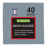 Serviette ouate micro-gaufrée 2 plis 38 x 38 cm - Serviette jetable - Serviette de table papier - Gris - Paquet de 40
