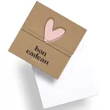Bon cadeau à remplir kraft coeur rose 12 x 12 cm avec enveloppes - Carte cadeau - Paquet de 12