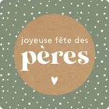 Étiquettes cadeaux adhésives Joyeuse Fête des Pères 35 x 35 mm Vert / Brun - Boîte de 500