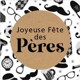 Étiquette cadeau adhésive Joyeuse Fête des Pères 35 x 35 mm Blanc / Noir - Boîte de 500