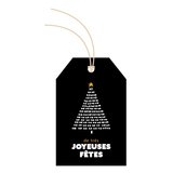Étiquettes américaines JOYEUSES FÊTES - Noir - L 52 x H 80 mm - Paquet de 12