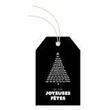 Étiquettes américaines JOYEUSES FÊTES - Noir - L 52 x H 80 mm - Paquet de 12