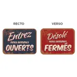 Panneau Ouvert / Fermé vintage rouge / bleu 20 x 15 cm - Pancarte Ouvert / Fermé