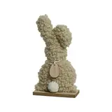 Lapin de Pâques sur socle bois 11,8 x 23 cm Beige - Déco de Pâques