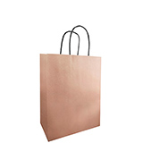 Sac kraft rose cuivré à poignées torsadées 23+12x30cm 90g/m² (x50)