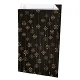 Pochette cadeau Noël noir/or Snow 12 + 4,5 x 20 cm - Lot de 150