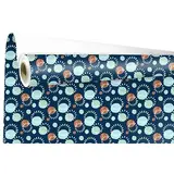 Papier cadeau Mathilde bleu motifs festifs 70 cm x 100 m 60 g/m² - Le rouleau