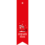 Étiquette cadeau adhésive Noël Joyeuses Fêtes rouge 35 x 135 mm – Boîte de 200