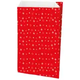 Pochette cadeau Noël Stars Red 12 + 4,5 x H 19,5 cm - Lot de 250